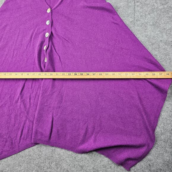Vera Tucci Wool Blend Cape Poncho Womens One Size Purple Italy Button Front - Picture 5 of 7